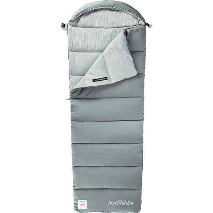 Ультралёгкий спальный мешок NATUREHIKE CNK2350WS023 M300 хлопковый с капюшоном весна осень серый, молния справа 6927595775981